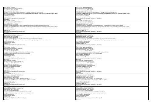 All SP standards, set of rules, code of practice, construction standards, construction regulations and sanitary rules of the Russian Federation in English