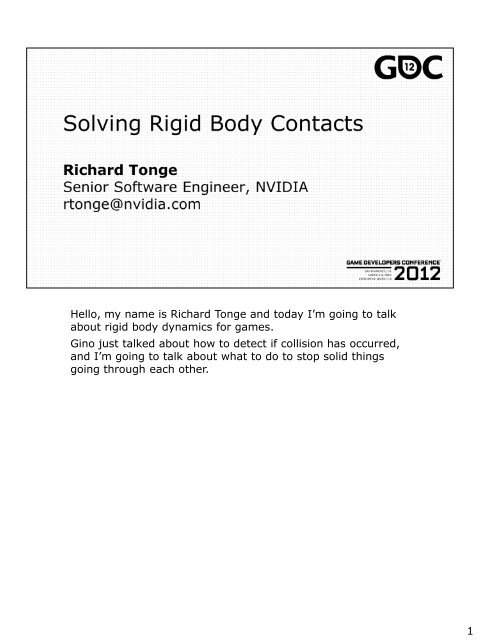 Presentation (PDF) - NVIDIA Developer Zone
