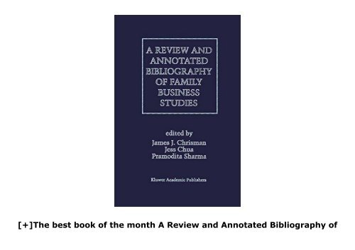 [+]The best book of the month A Review and Annotated Bibliography of Family Business Studies  [NEWS]