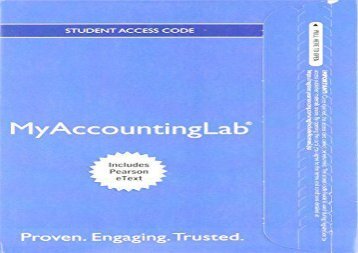 [+][PDF] TOP TREND NEW MyAccountingLab with Pearson eText - Access Card - for Financial   Managerial Accounting, Ch 14-24 (Managerial Chapters) (MyAccountingLab (Access Codes))  [FREE] 