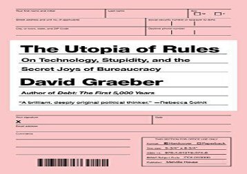 [+][PDF] TOP TREND The Utopia of Rules: On Technology, Stupidity and the Secret Joys of Bureaucracy  [DOWNLOAD] 