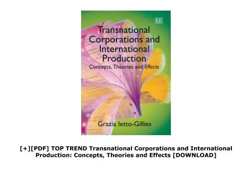 [+][PDF] TOP TREND Transnational Corporations and International Production: Concepts, Theories and Effects  [DOWNLOAD] 