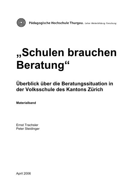 „Schulen brauchen Beratung“ - Bildungsdirektion - Kanton Zürich