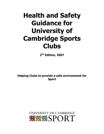 Health and Safety Guidance for University of Cambridge Sports Clubs