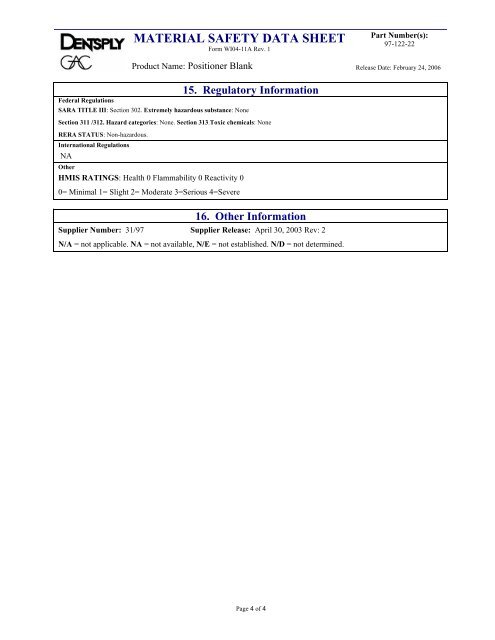 MATERIAL SAFETY DATA SHEET - GAC International