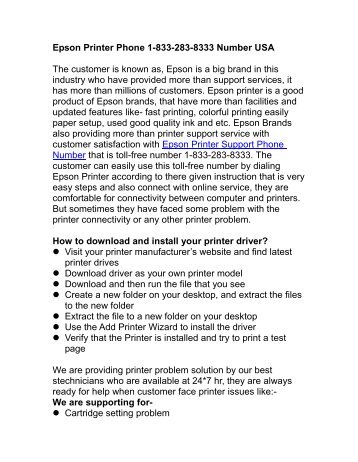 Epson Printer Phone Number 1-833-283-8333 USA