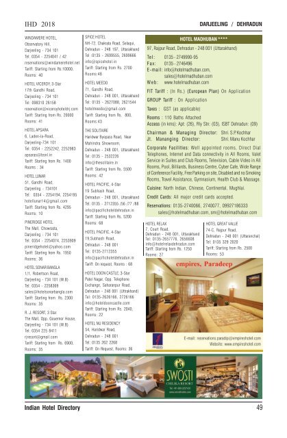 IHD-Indian Hotel Directory 2018