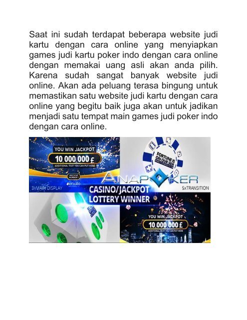 DAFTAR JUDI POKER ONLINE TERPERCAYA ANAPOKER