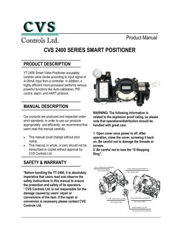 cvs 2400 series smart positioner product description - CVS Controls