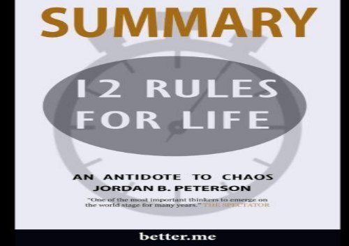 PDF] TOP TREND Summary of 12 Rules for Life: An Antidote to Chaos by Jordan  B