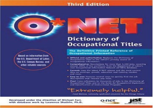 [+][PDF] TOP TREND O*NET Dictionary of Occupational Titles  [DOWNLOAD] 