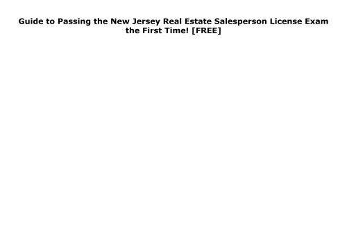 [+][PDF] TOP TREND New Jersey Real Estate Exam Prep: The Complete Guide to Passing the New Jersey Real Estate Salesperson License Exam the First Time!  [FREE] 