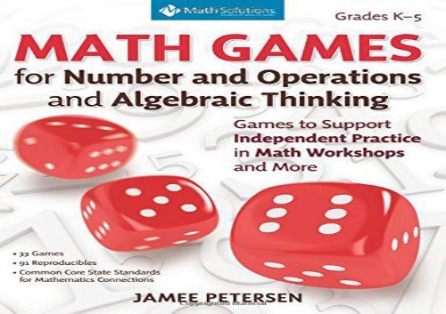 The Best Book Of The Month Math Games For Number And Operations And Algebraic Thinking: Games
