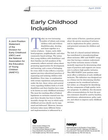 Early Childhood Inclusion - National Association for the Education of ...