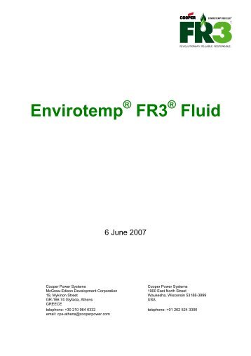 Envirotemp ® FR3 ® Fluid - Waukesha Electric