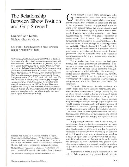 The Relationship Between Elbow Position and Grip Strength
