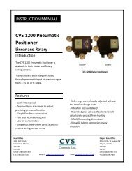 CVS 1200 Pneumatic Positioner Linear and Rotary - CVS Controls