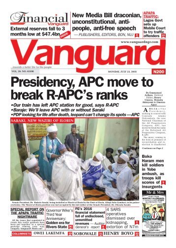 23072018 - Presidency, APC move to break R-APC's ranks