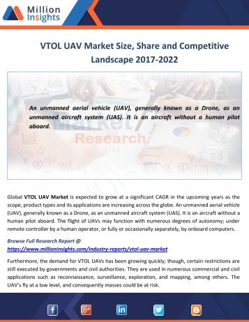 VTOL UAV Industry Share, Sourcing Strategy and Downstream Buyers 2017-2022