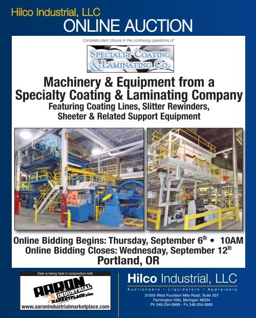 Machinery & Equipment from a Specialty Coating ... - Hilco Industrial