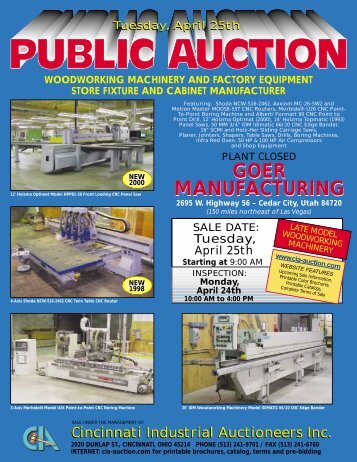 goer manufacturing - Cincinnati Industrial Auctioneers, Inc.