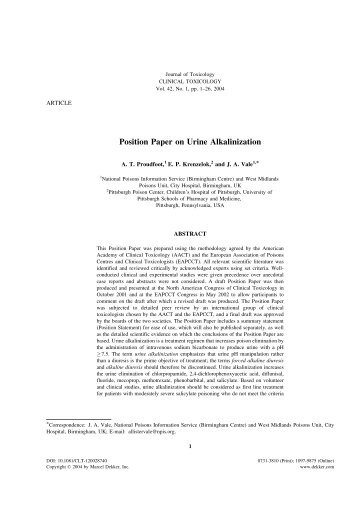 Position Paper on Urine Alkalinization - eapcct