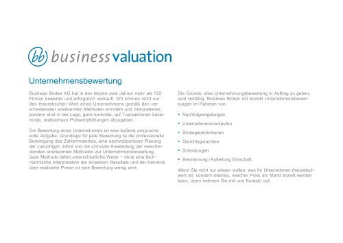 Präsentation Business Broker - Firma verkaufen Business Broker