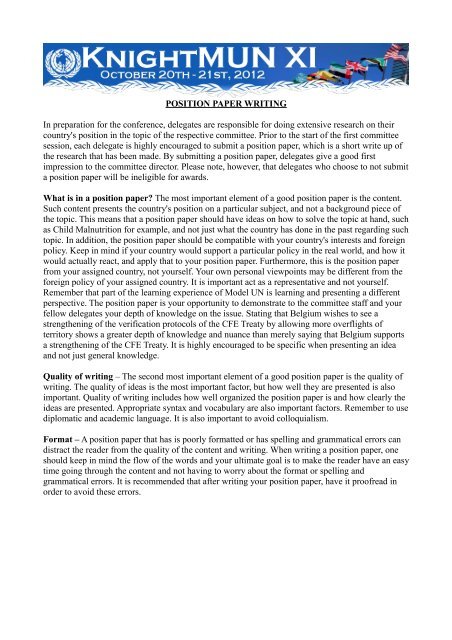 Position Paper Guidelines Pdf Knightmun