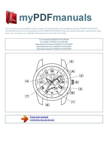 User manual CITIZEN WATCH E87 - MY PDF MANUALS