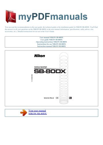 User manual NIKON SB-80DX - MY PDF MANUALS