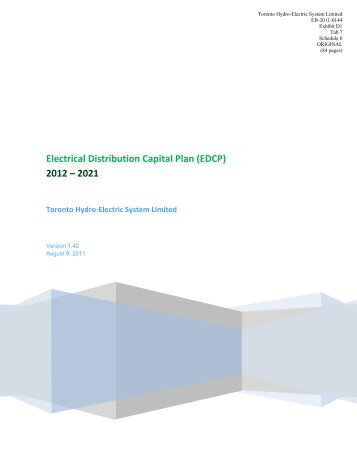 Electrical Distribution Capital Plan (EDCP) 2012 - Toronto Hydro