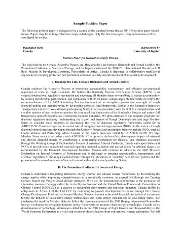 Sample Position Paper - National Model United Nations