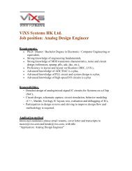 ViXS Systems HK Ltd. Job position: Analog Design Engineer