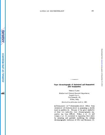 NOTES ON METHODOLOGY Paper chromatography of cholesterol ...