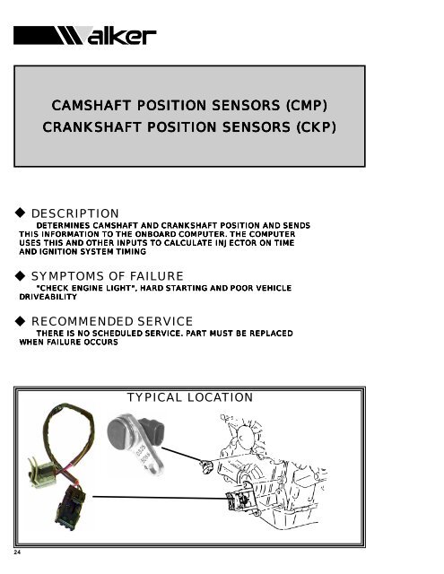 Camshaft And Crankshaft Position Sensors Cmp Walker Products