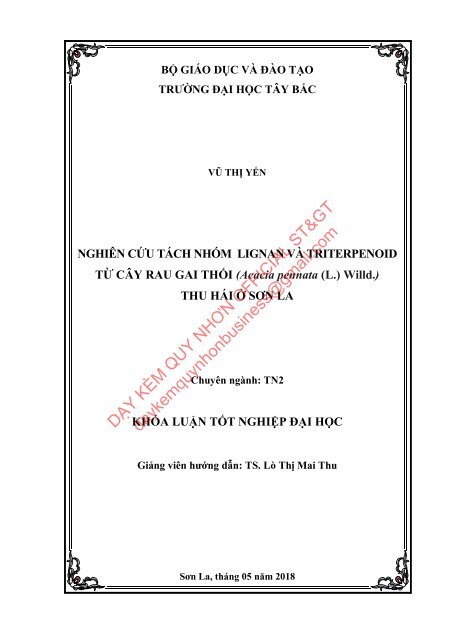 Nghiên cứu tách nhóm lignan và triterpenoid & nhóm saponin từ cây rau gai thối thu hái ở sơn la