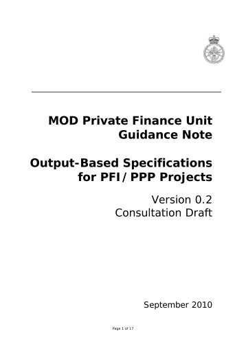 Output-Based Specifications for PFI/PPP Projects