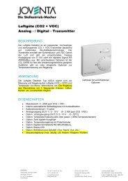 Luftgüte (CO2 + VOC) Analog - / Digital - Transmitter - Joventa ...