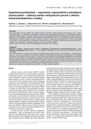 Hyperhomocysteinémie – nepoznané, nepoznatelné a zanedbané ...