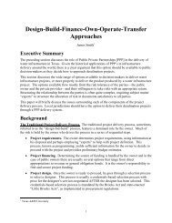 Design-Build-Finance-Own-Operate-Transfer Approaches