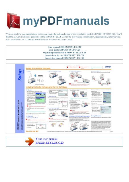 User manual EPSON STYLUS C20 - MY PDF MANUALS