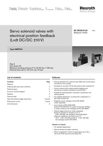 Servo solenoid valves with electrical position ... - Bosch Rexroth