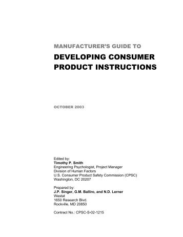 Manufacturer's Guide to Developing Consumer Product Instructions