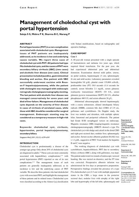 Management of choledochal cyst with portal ... - APAMED Central