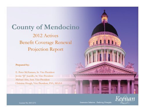 2012 Health Plan Benefit Coverage Projection Report - Mendocino ...