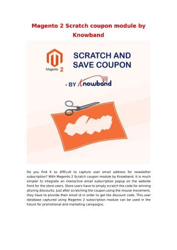 Magento 2 Scratch Coupon (Email Subscription) Extension by Knowband