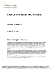 First Choice Health PPO Network Seattle Directory