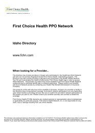 First Choice Health PPO Network Idaho Directory
