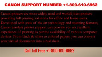 Canon Support Number +1-800-610-6962