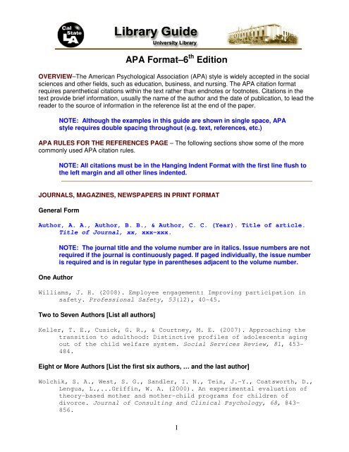 Apa Format 6th Edition